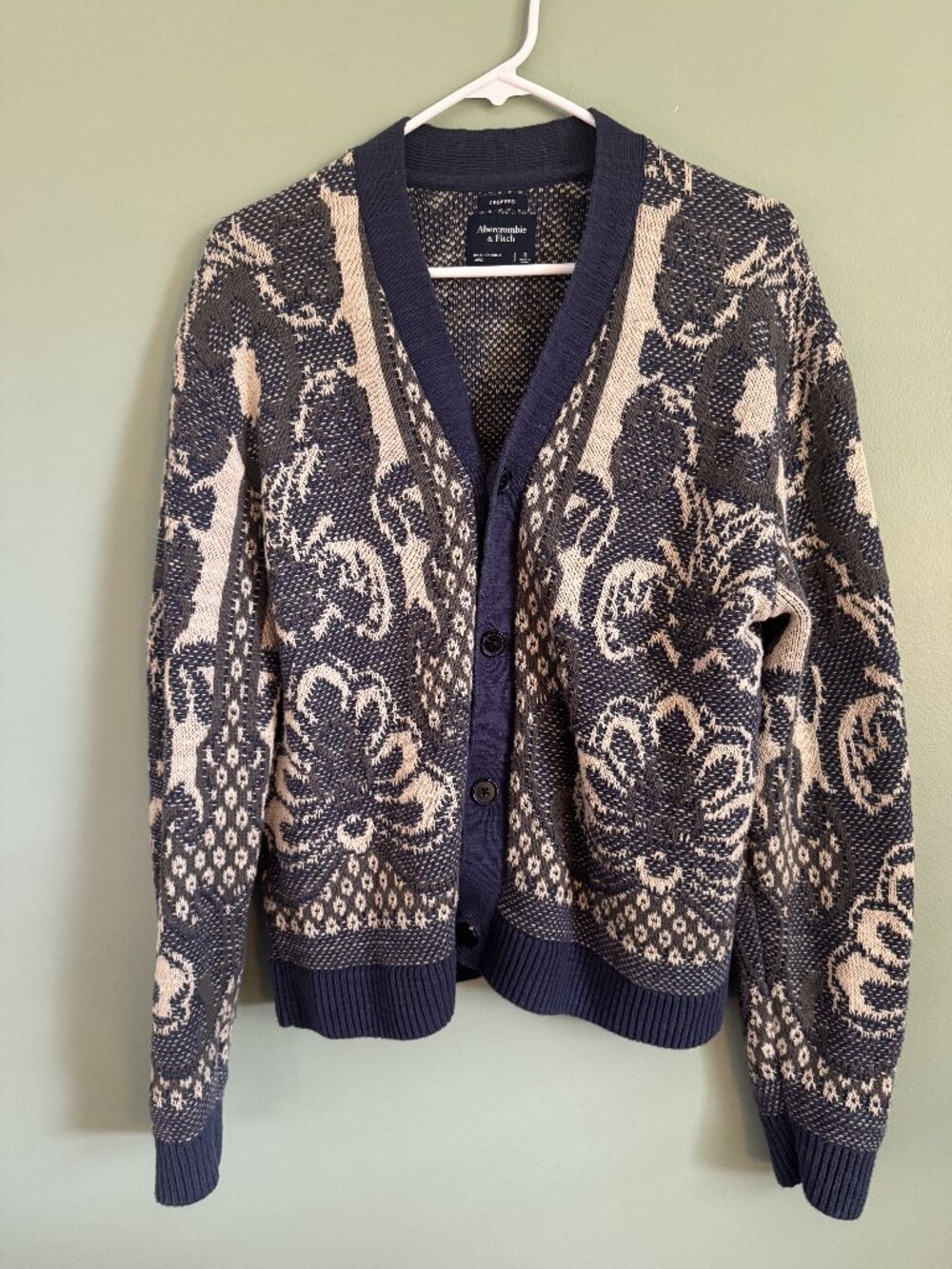 A&F Fair Isle Cropped Cardigan — Size S